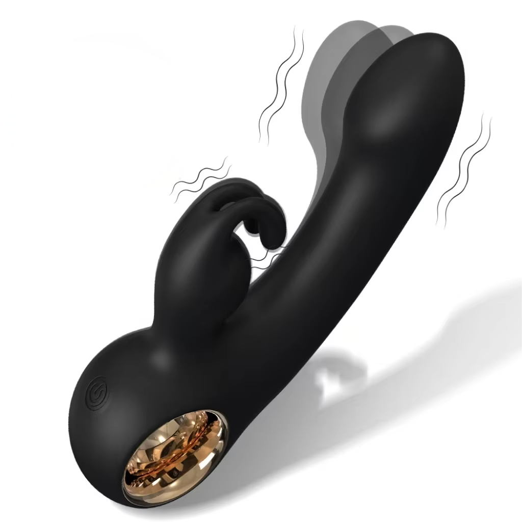 Two-in-one handheld rabbit vibrator g-spot clitoral mass